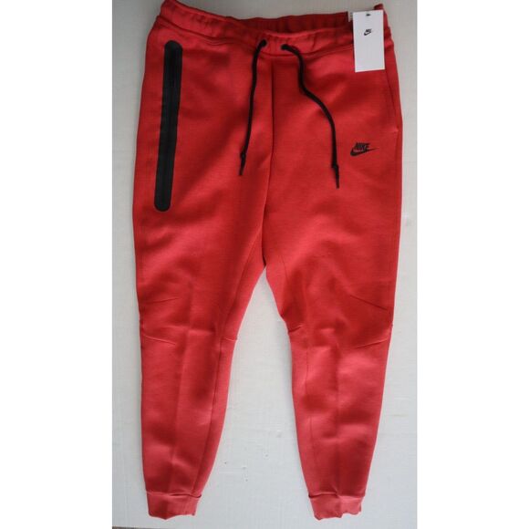 Nike FB8002-672 Men's Sz L-Tall Red/Black Sportswear Tech Fleece Joggers - Picture 1 of 13